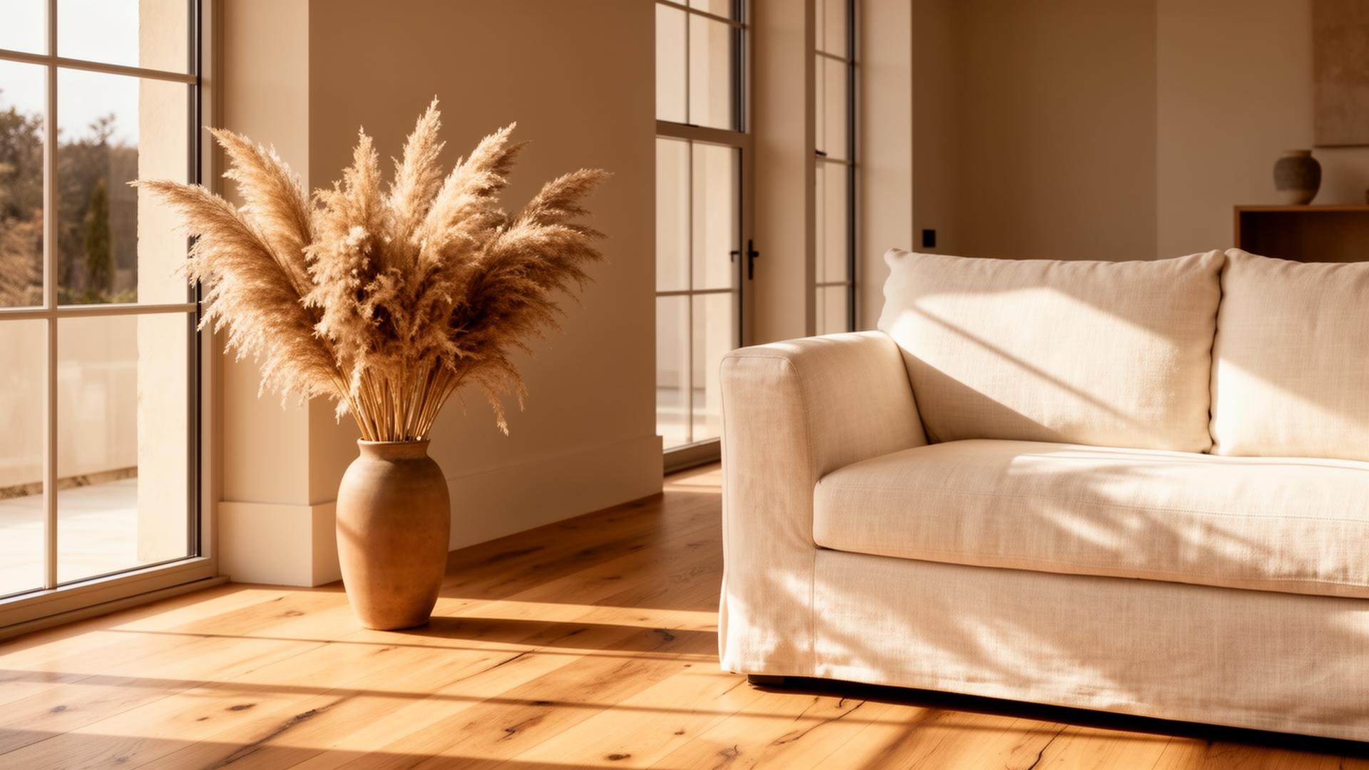 A sunlit, beautifully staged living room