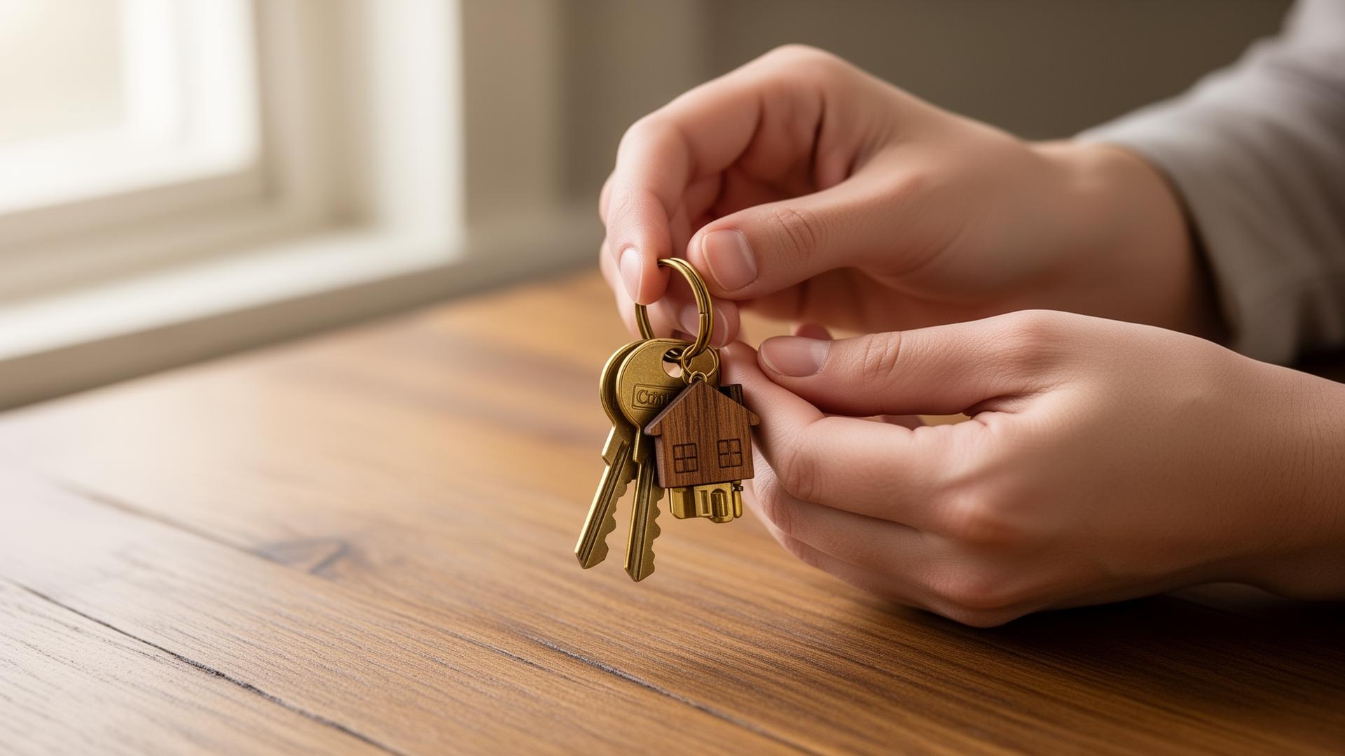 Hands holding house keys
